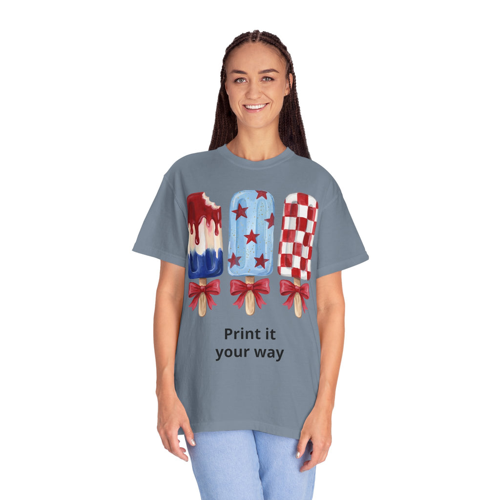Patriotic Popsicle T-Shirt — Red, White & Blue Fourth of July Tee