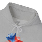 Patriotic Red & Blue Star Hoodie — 4th of July Firework Sweatshirt