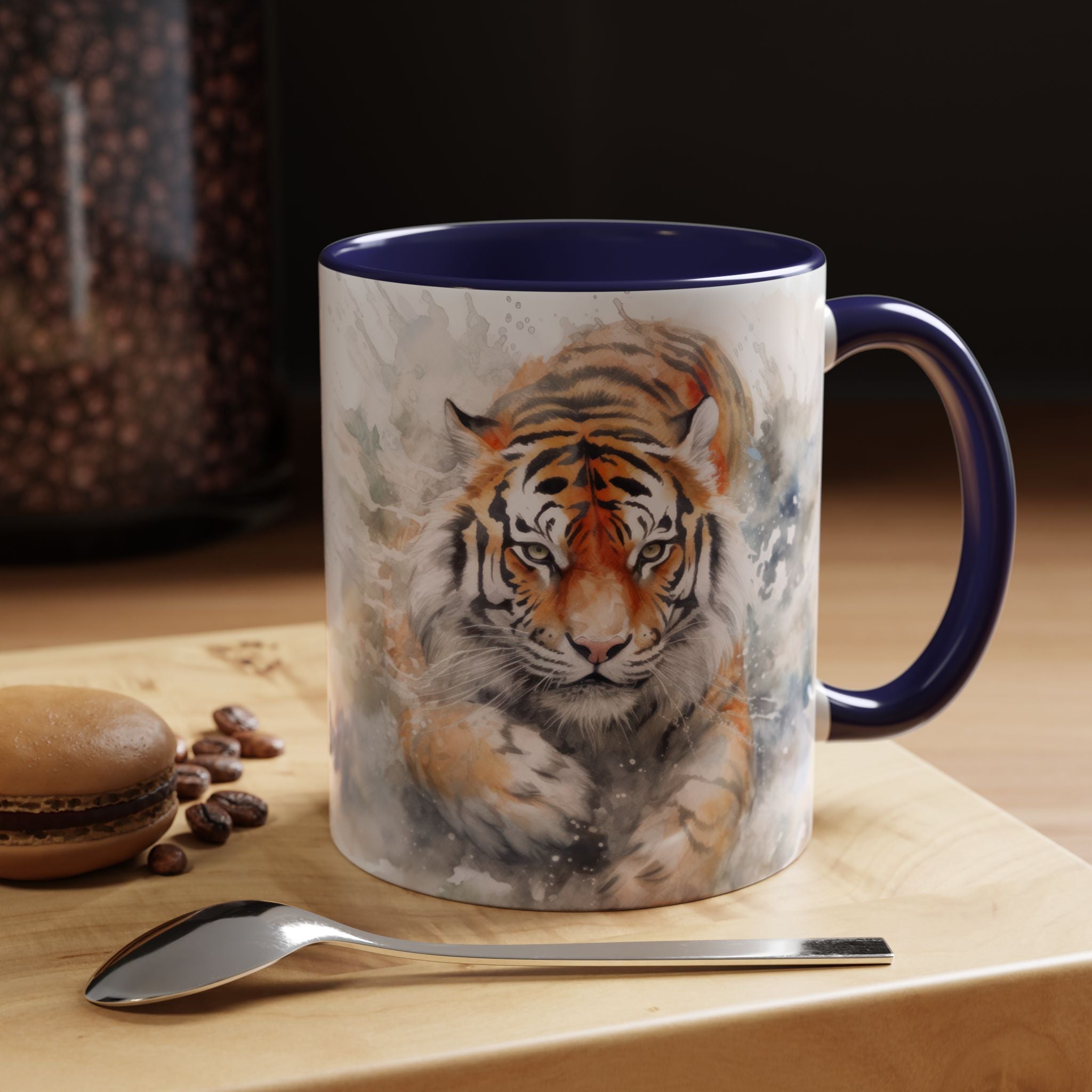 Tiger Watercolor Accent Coffee Mug – Artistic Wildlife Ceramic Mug (11/15oz)