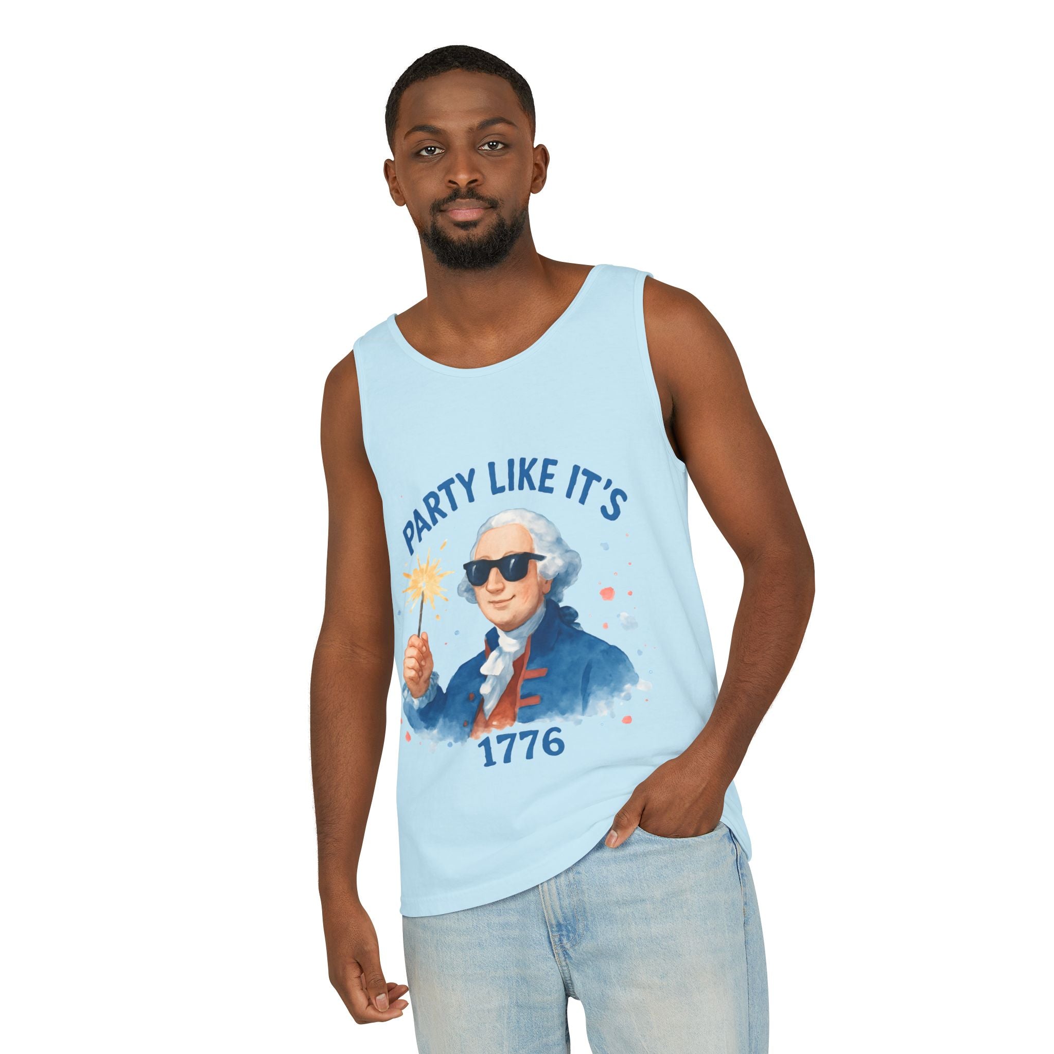 Party Like It's 1776 Tank Top — Patriotic George Washington Graphic