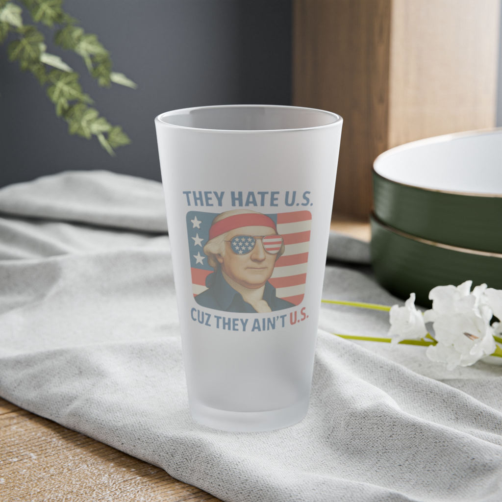 Patriotic Humor Frosted Pint Glass - 16oz with Vintage Print