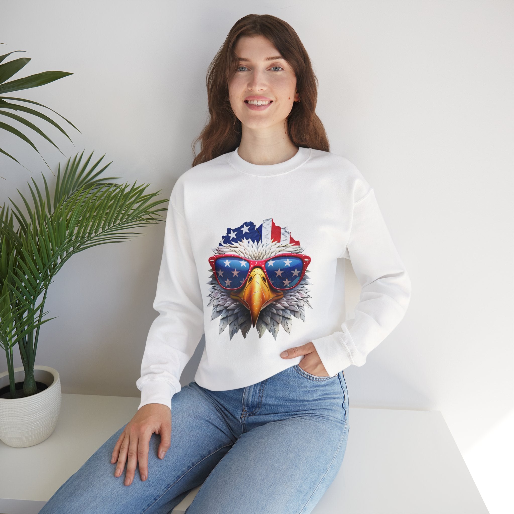 Eagle American Flag Sunglasses Crewneck Sweatshirt