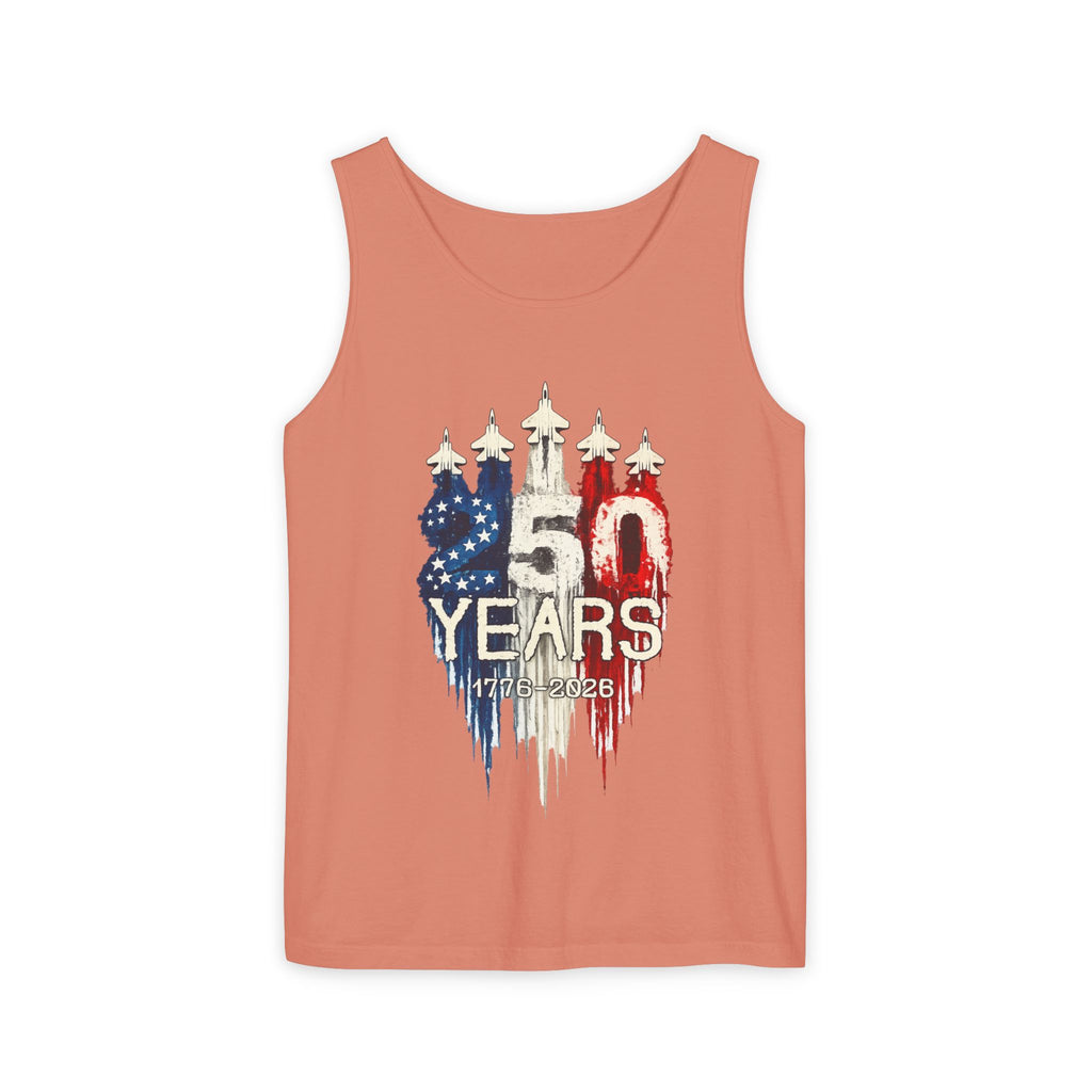 50 Years American Flag Castle Tank Top for Celebratory Wear