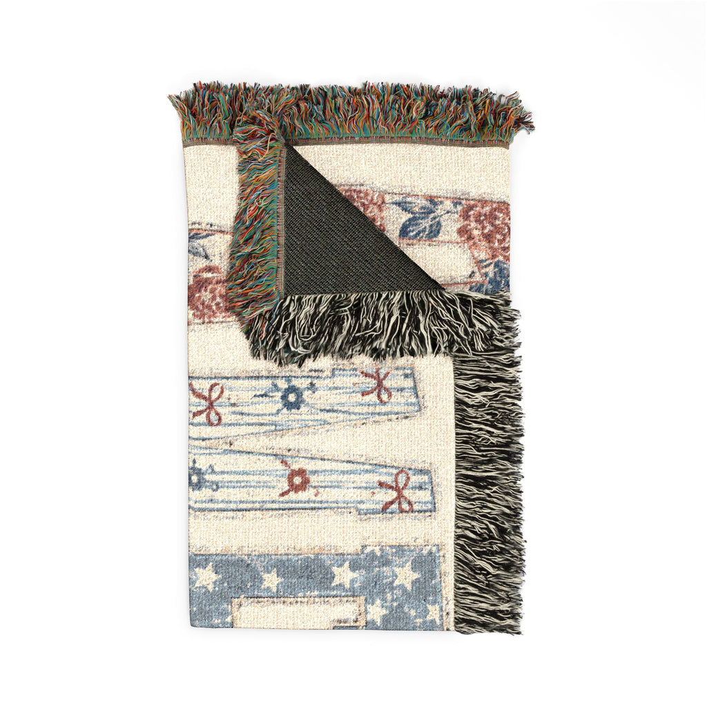 America Woven Blanket — Patriotic Throw Blanket with USA Text