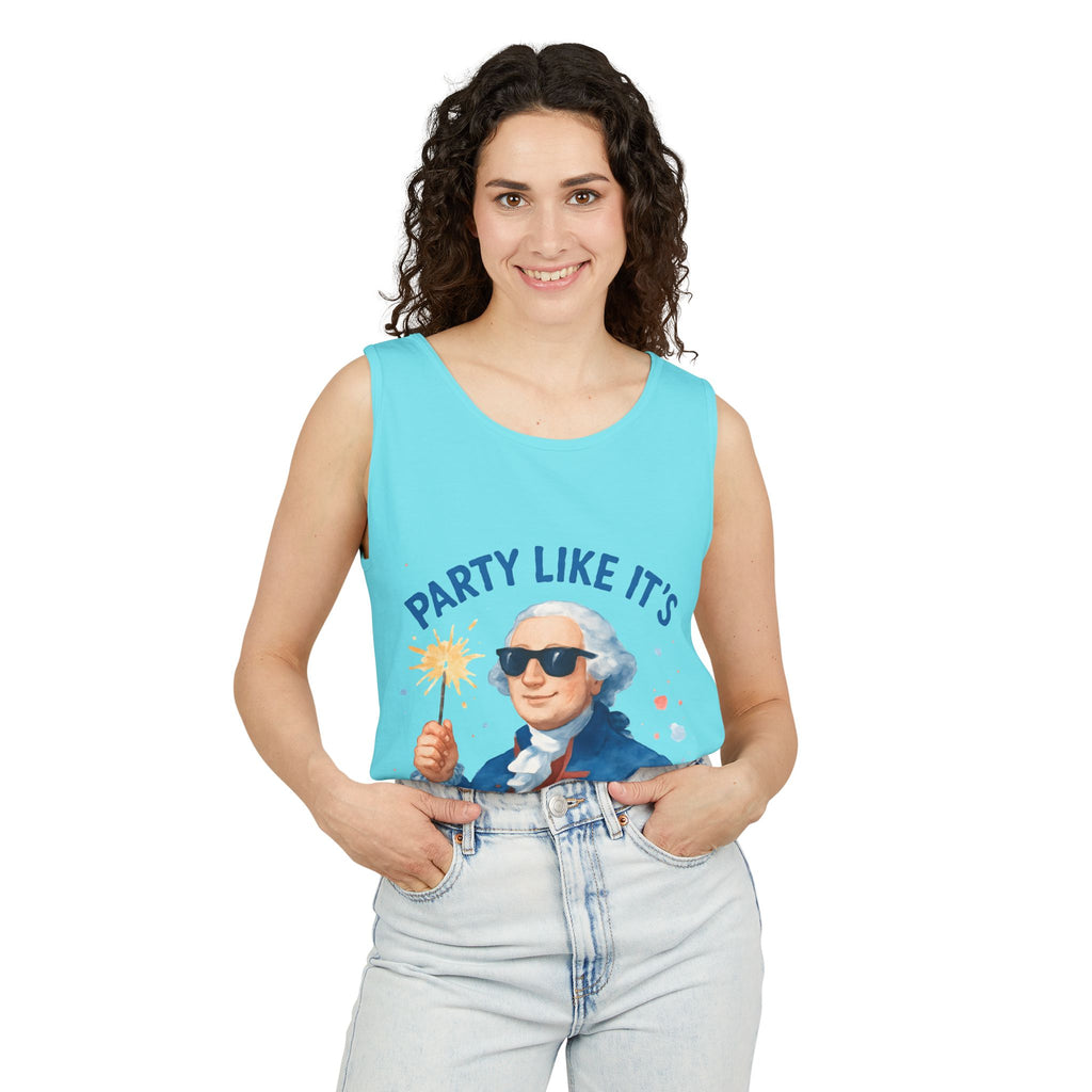 Party Like It's 1776 Tank Top — Patriotic George Washington Graphic