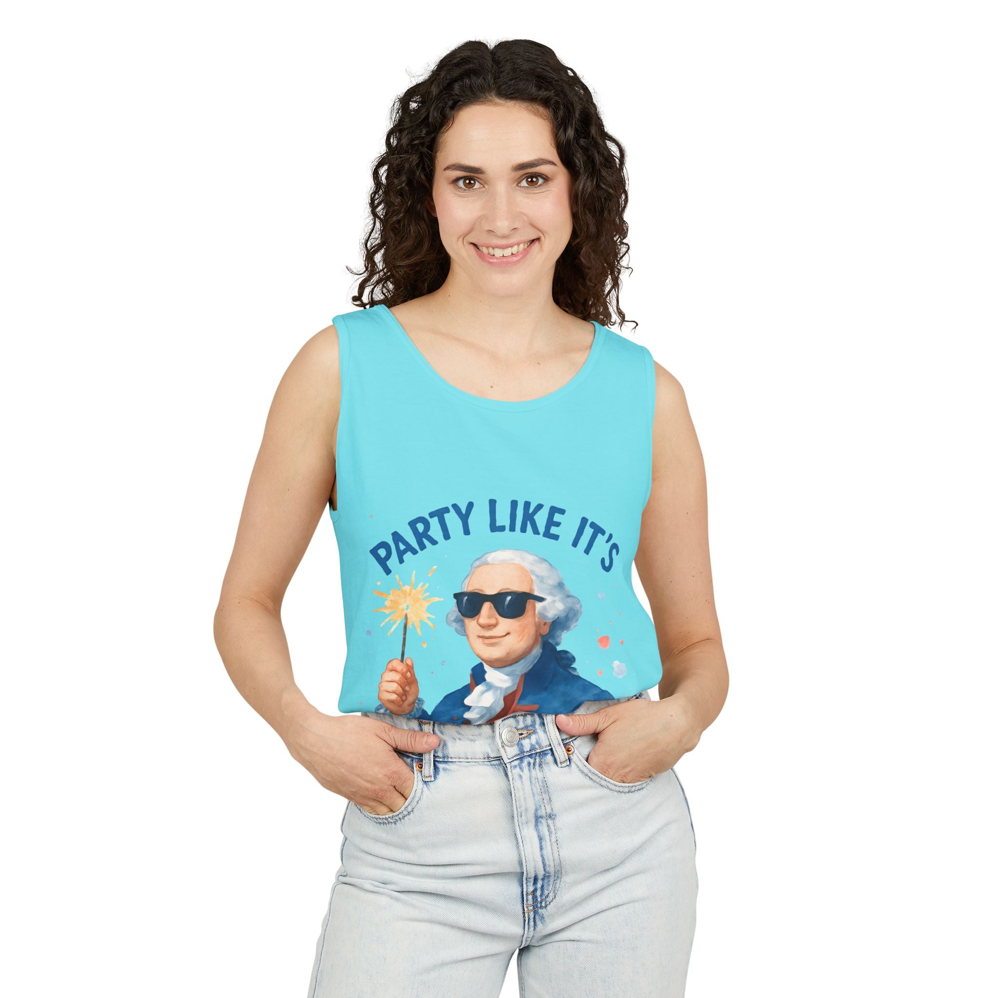 Party Like It's 1776 Tank Top — Patriotic George Washington Graphic