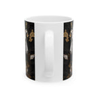 Baroque Black & Gold Ceramic Mug with Floral Pattern