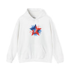 Patriotic Red & Blue Star Hoodie — 4th of July Firework Sweatshirt