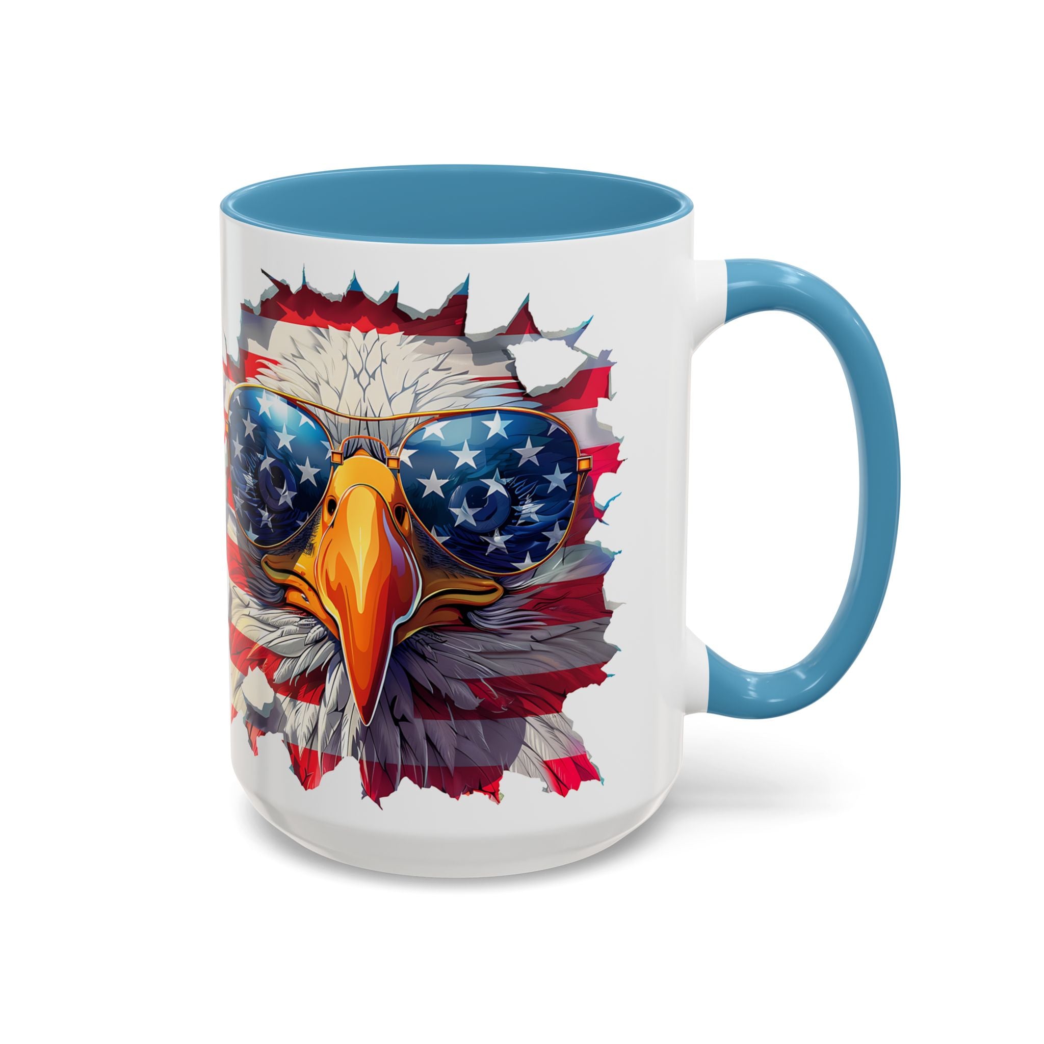 American Bald Eagle Accent Coffee Mug with Stars & Stripes