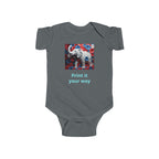 Elephant Print Infant Bodysuit with Floral Design