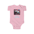 Elephant Print Infant Bodysuit with Floral Design