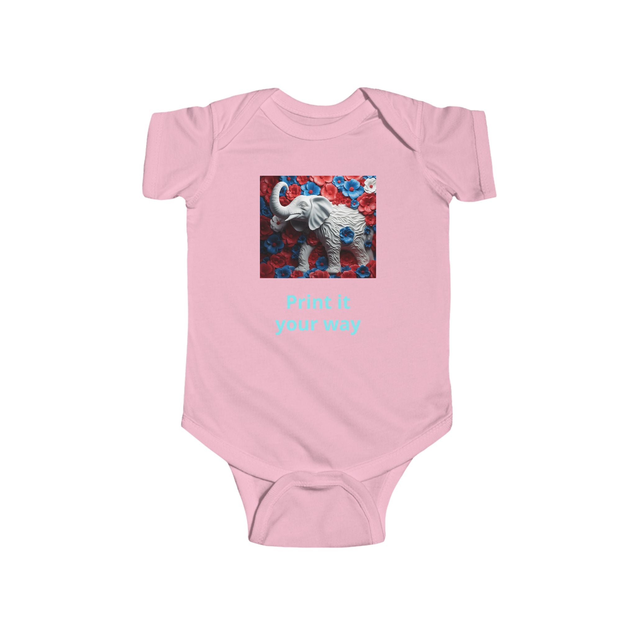 Elephant Print Infant Bodysuit with Floral Design