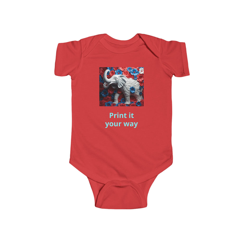 Elephant Print Infant Bodysuit with Floral Design