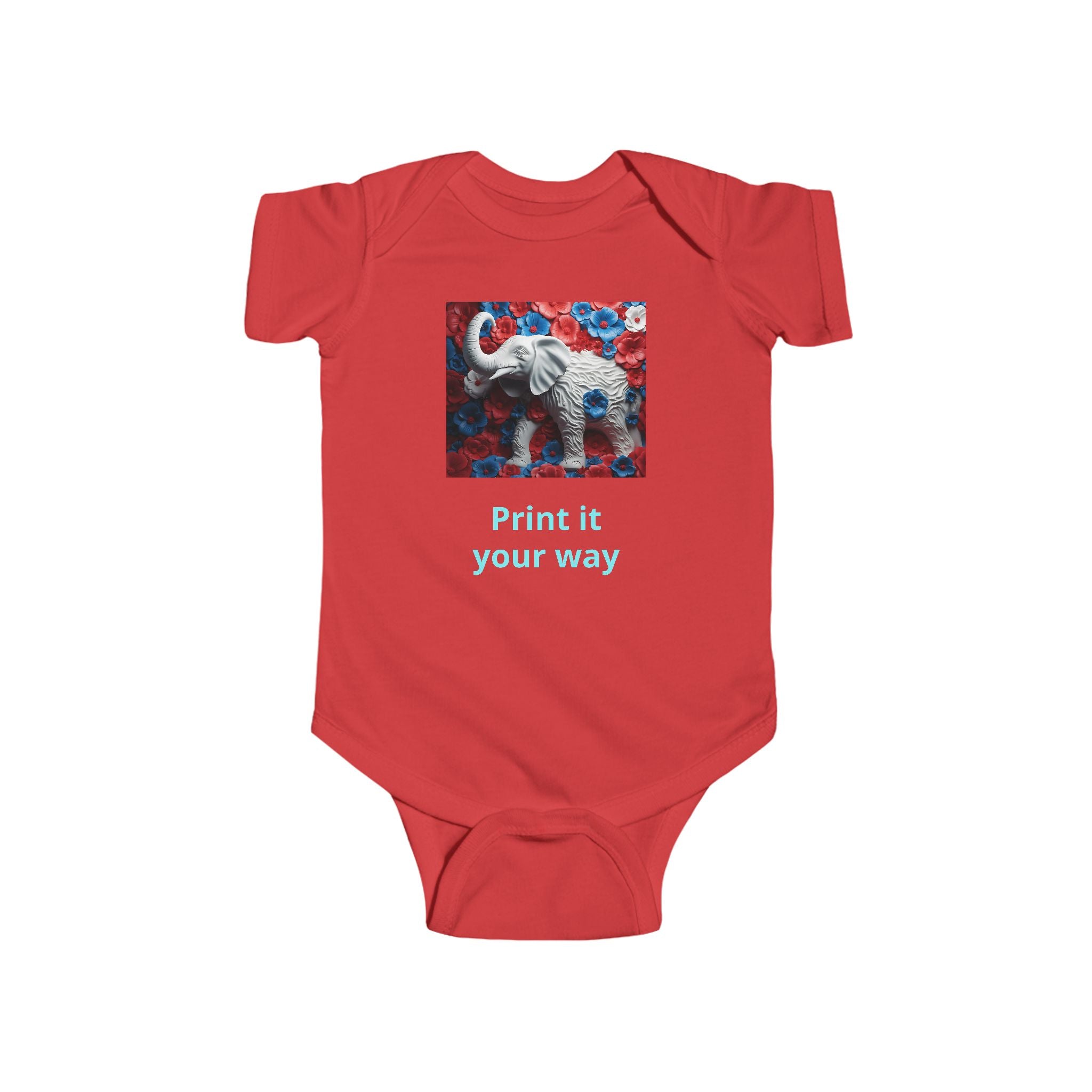 Elephant Print Infant Bodysuit with Floral Design
