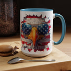 American Bald Eagle Accent Coffee Mug with Stars & Stripes