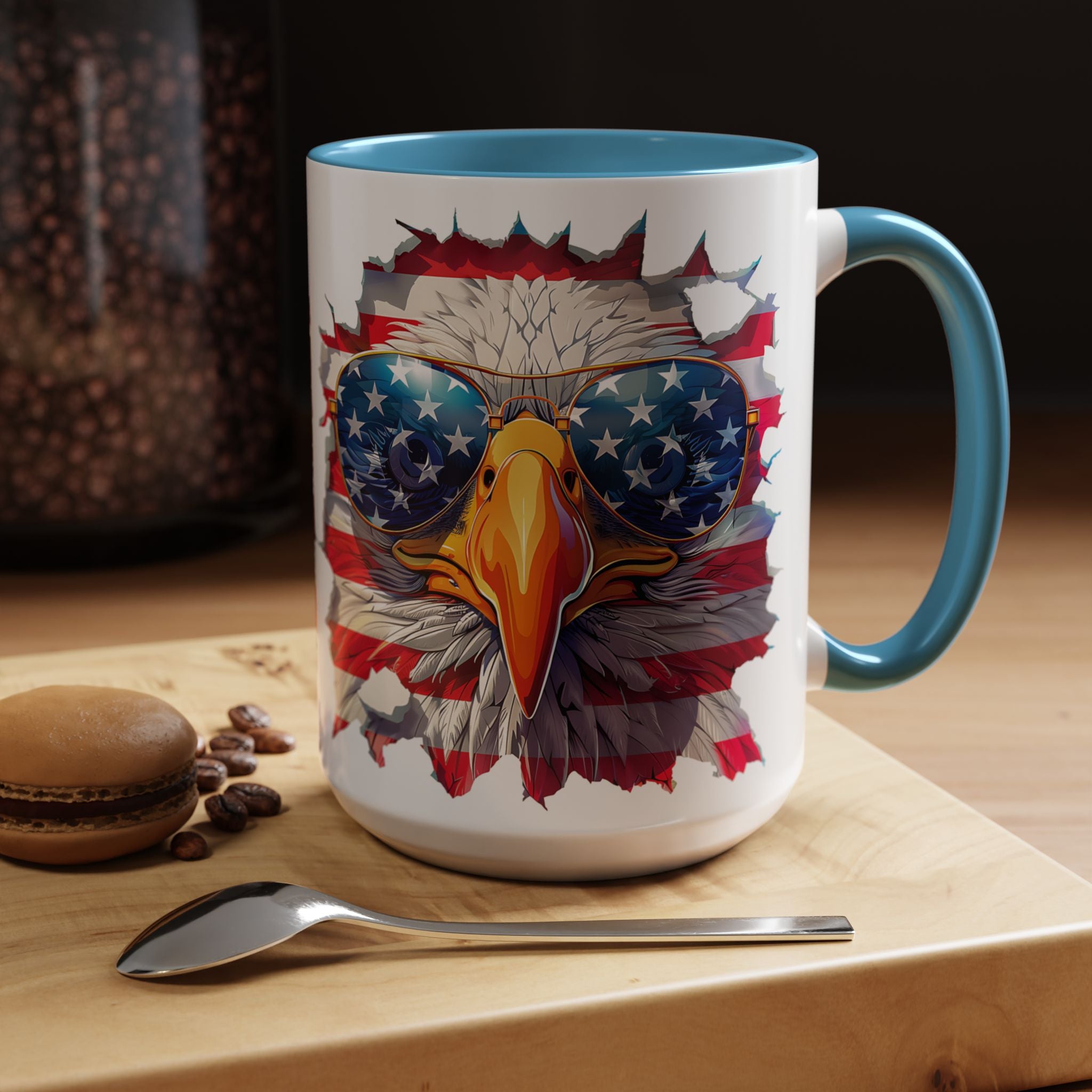 American Bald Eagle Accent Coffee Mug with Stars & Stripes