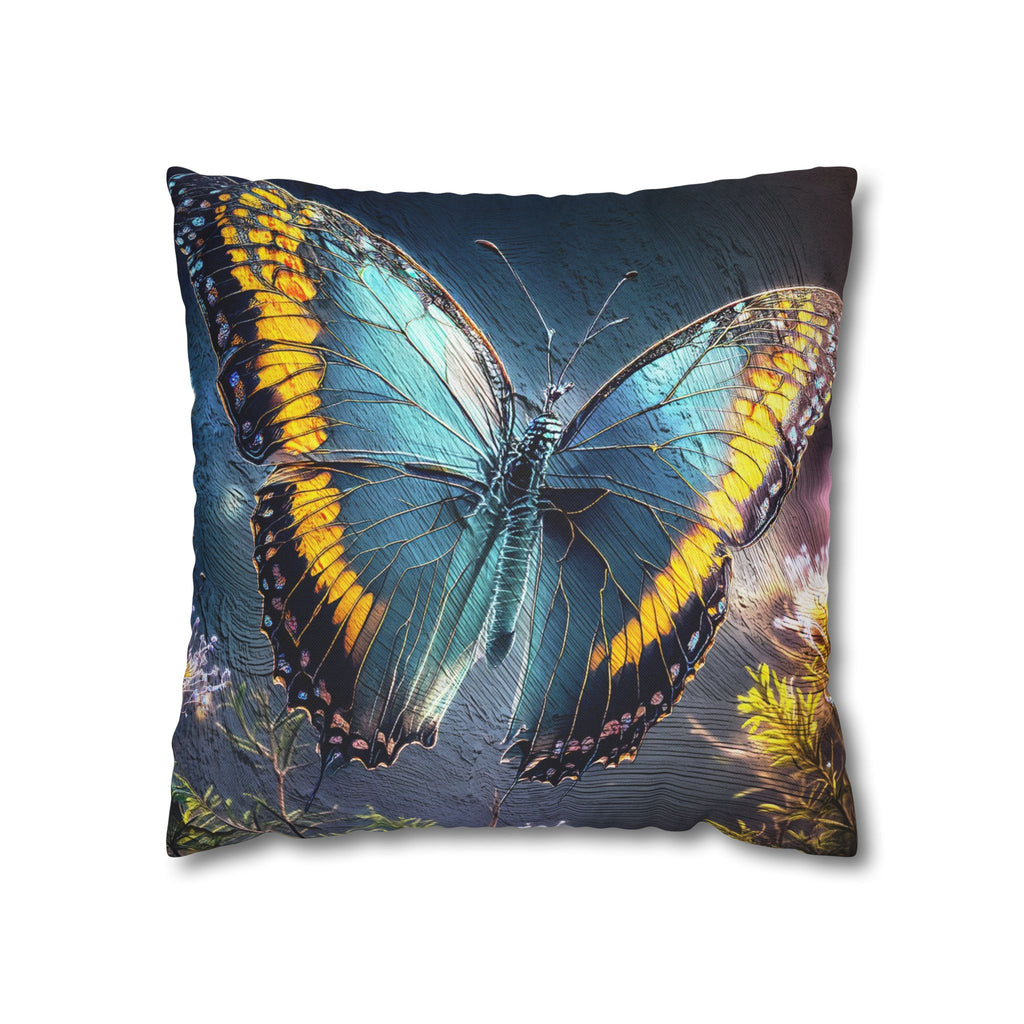 Blue and Yellow Butterfly Decorative Pillow Cover