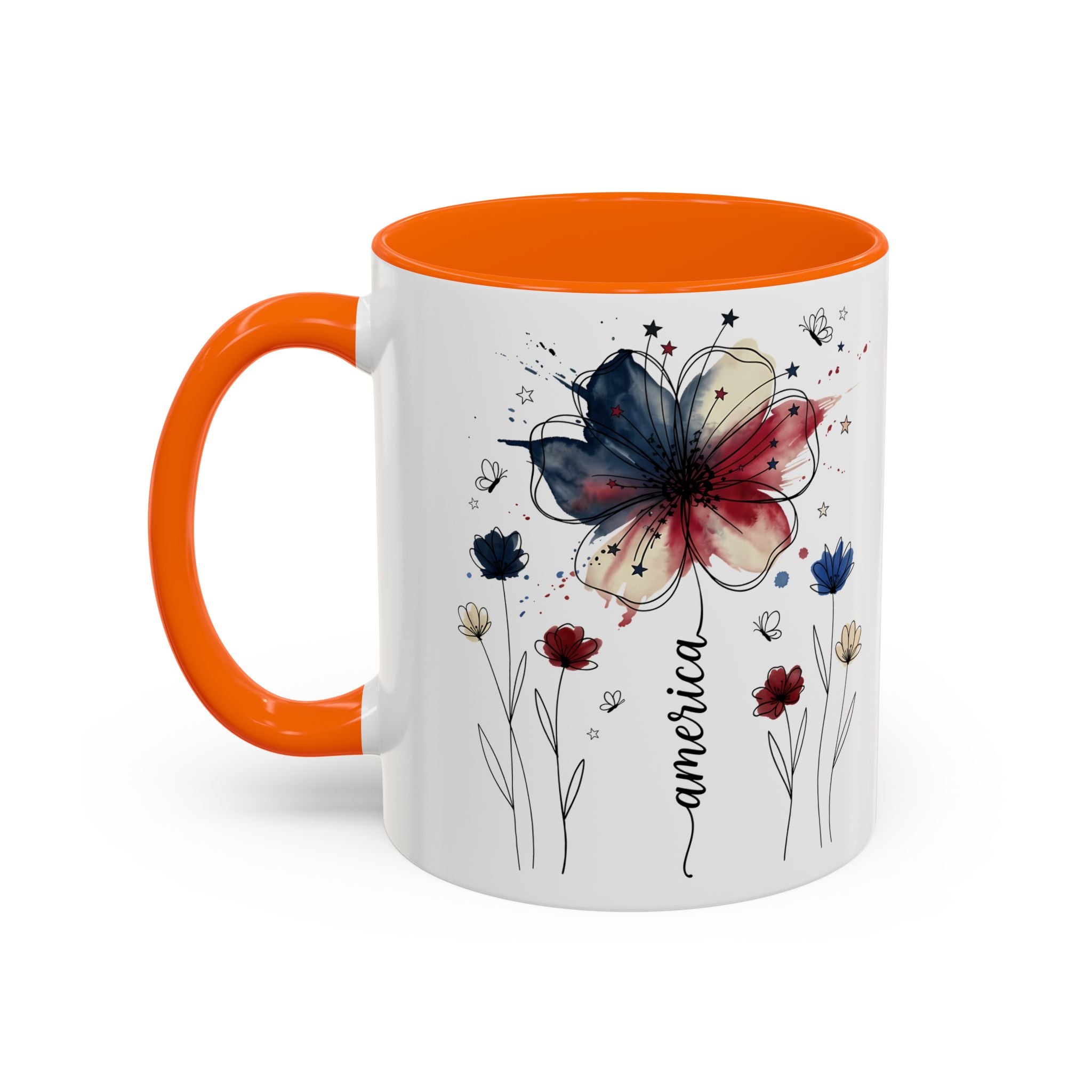 Patriotic Anemone Accent Coffee Mug Classic Floral Design