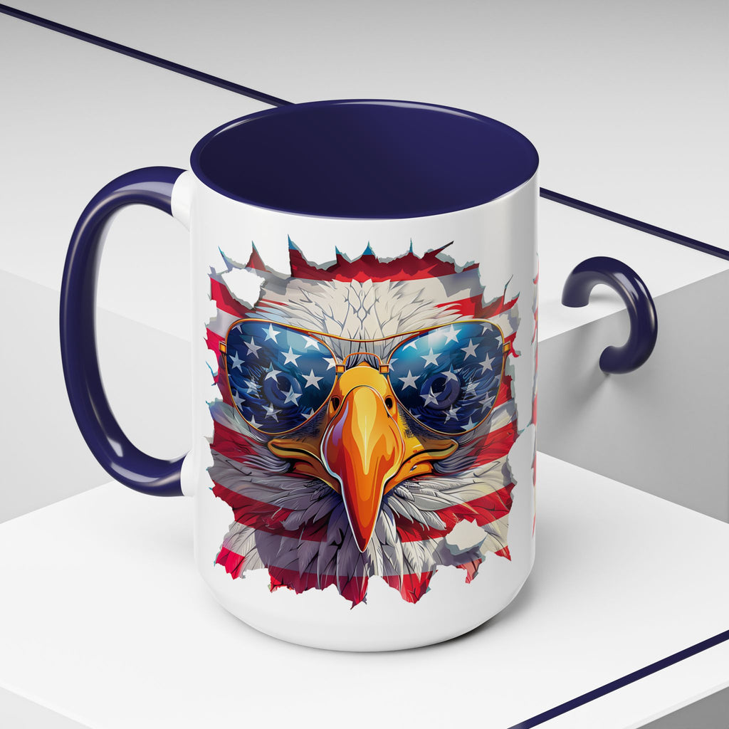 American Bald Eagle Accent Coffee Mug with Stars & Stripes