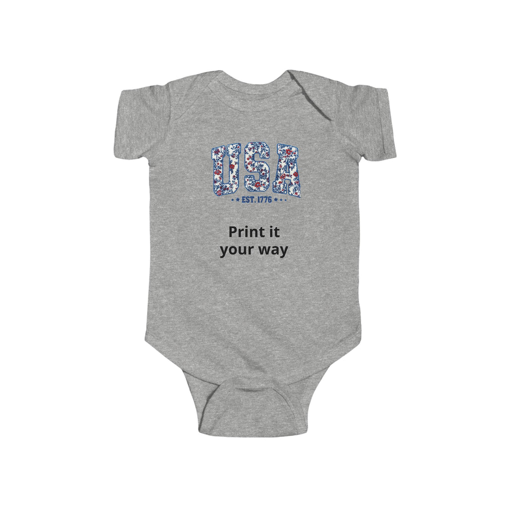 USA Floral Infant Bodysuit - Comfortable Baby Onesie