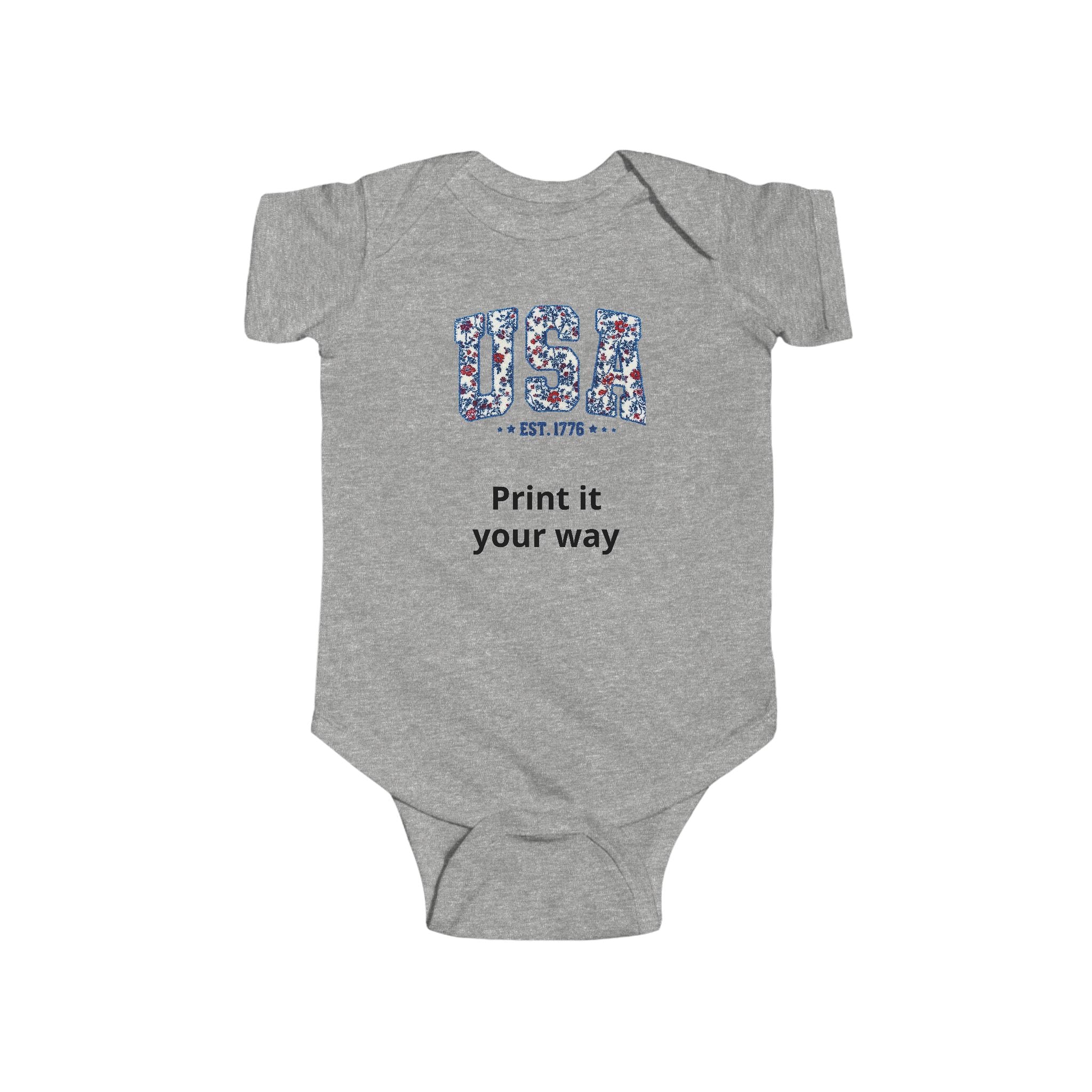 USA Floral Infant Bodysuit - Comfortable Baby Onesie