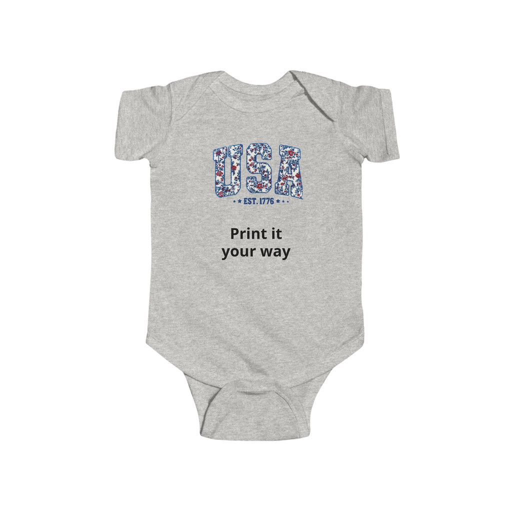USA Floral Infant Bodysuit - Comfortable Baby Onesie