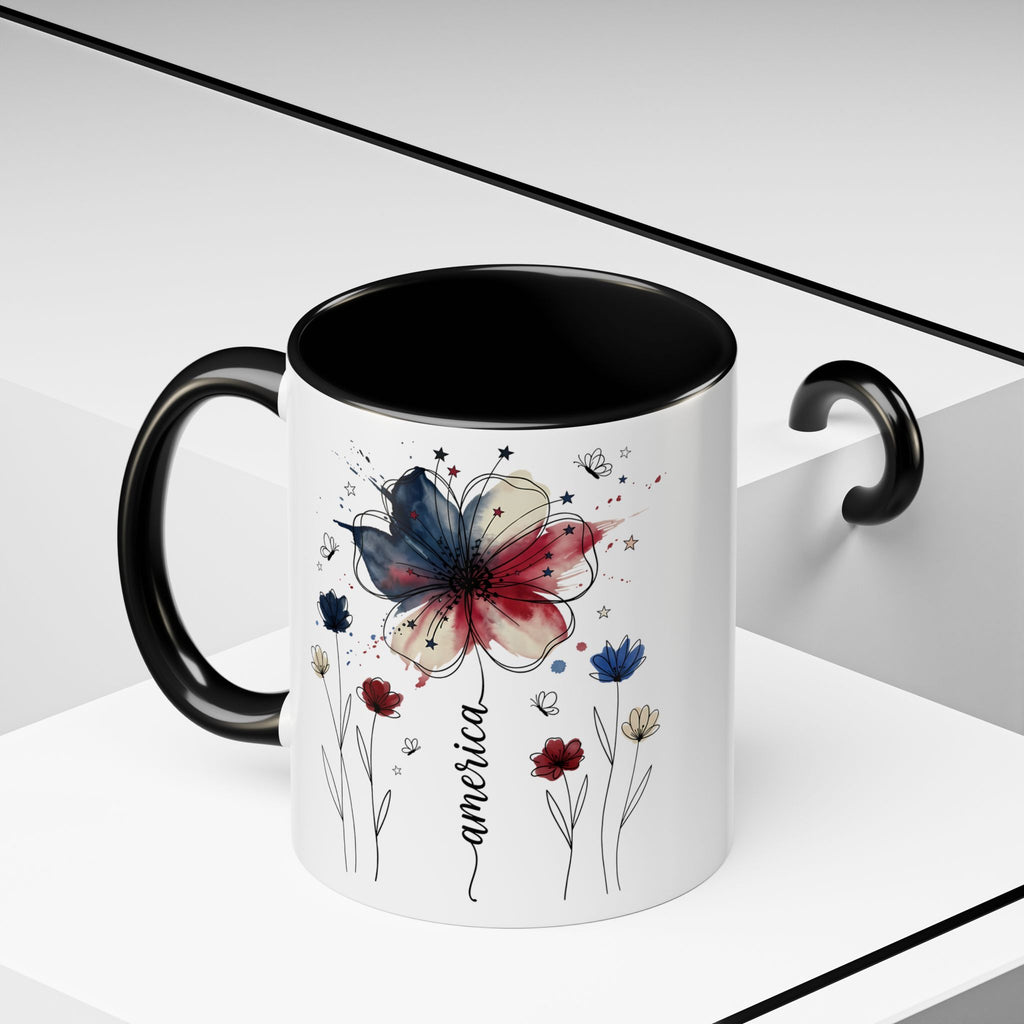 Patriotic Anemone Accent Coffee Mug Classic Floral Design