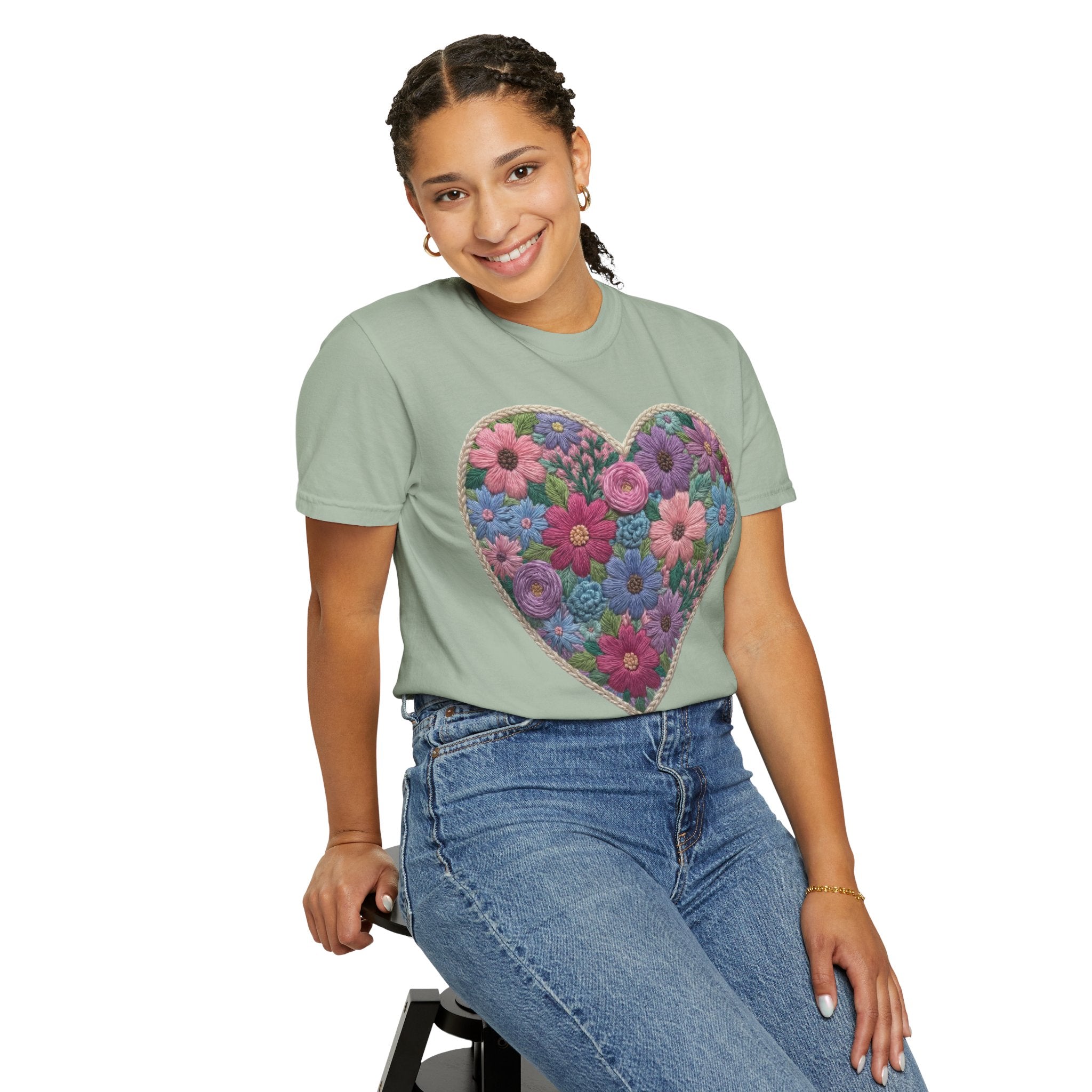 Floral Heart T-Shirt — Colorful Bouquet Heart Graphic (Print It Your Way)