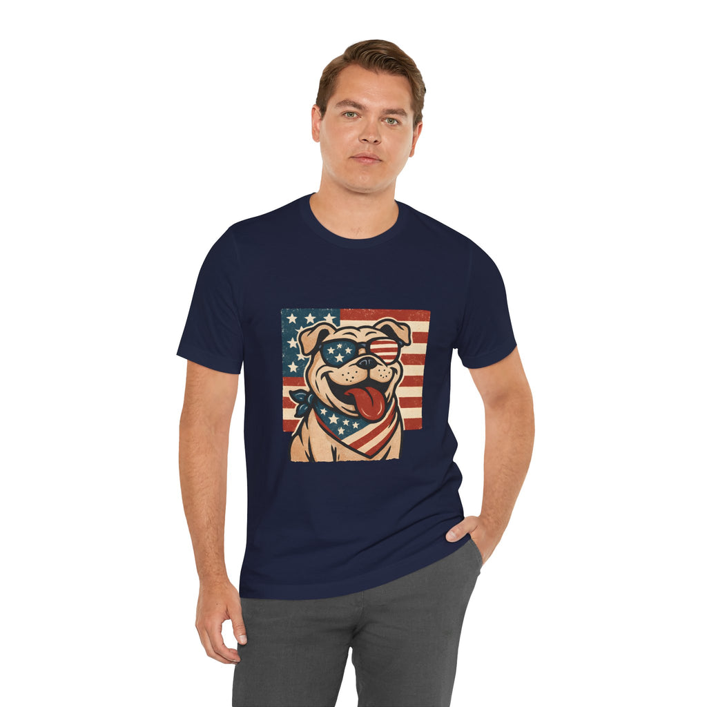 Dog's are Patriotic Too (American Flag, Funny 4th of July Shirt)