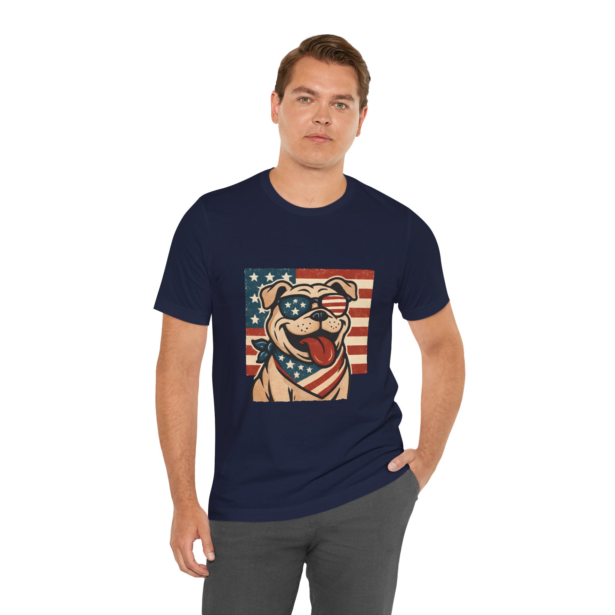 Dog's are Patriotic Too (American Flag, Funny 4th of July Shirt)