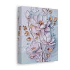 Floral Lotus Stretched Canvas Wall Art — Pastel Bloom Decorative Canvas