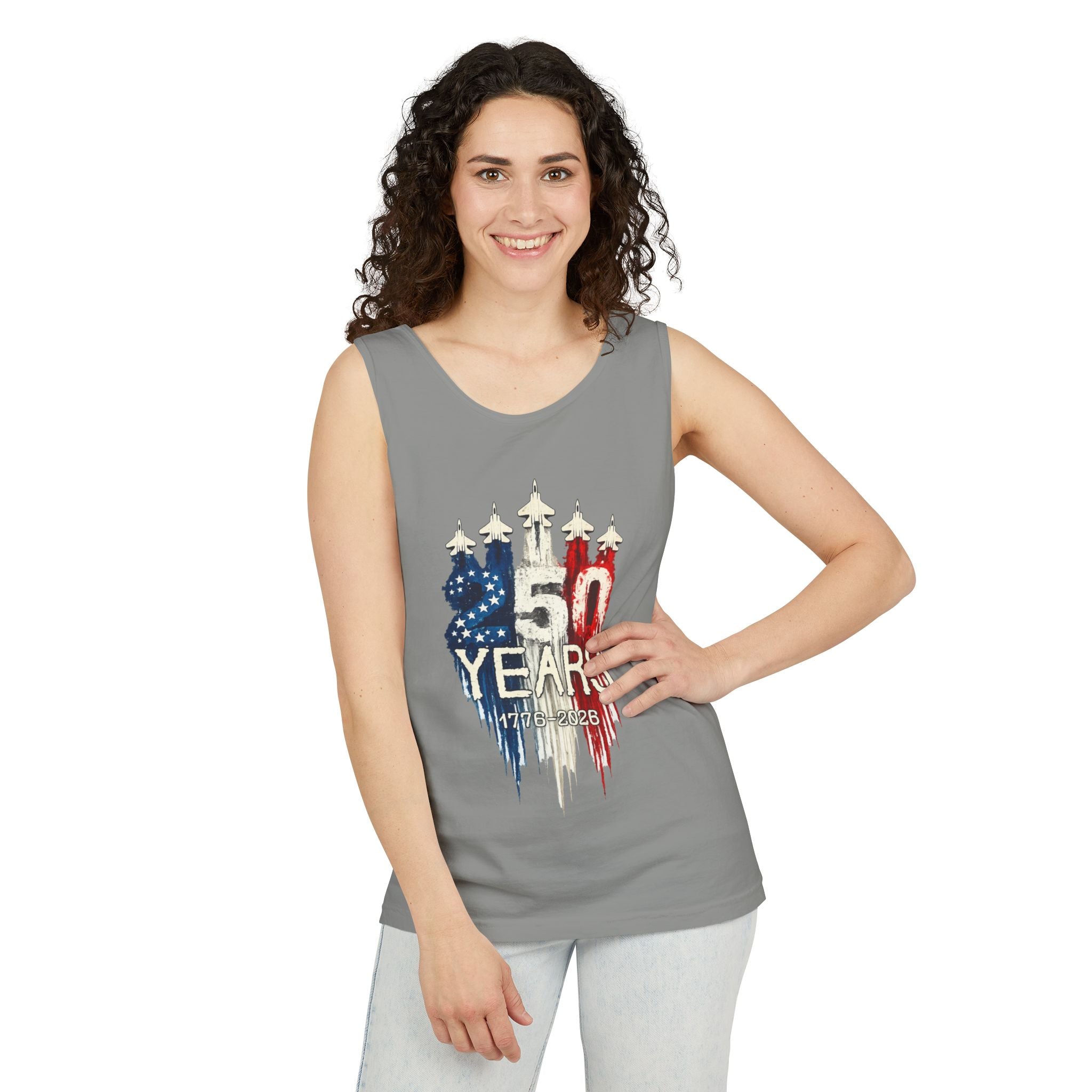 50 Years American Flag Castle Tank Top for Celebratory Wear