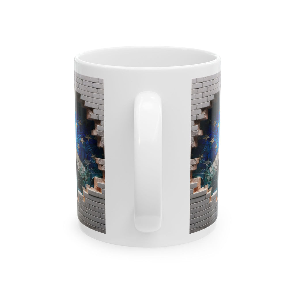 Patriotic Mosaic Brick Wall Ceramic Mug - Perfect for Sipping