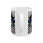 Patriotic Mosaic Brick Wall Ceramic Mug - Perfect for Sipping