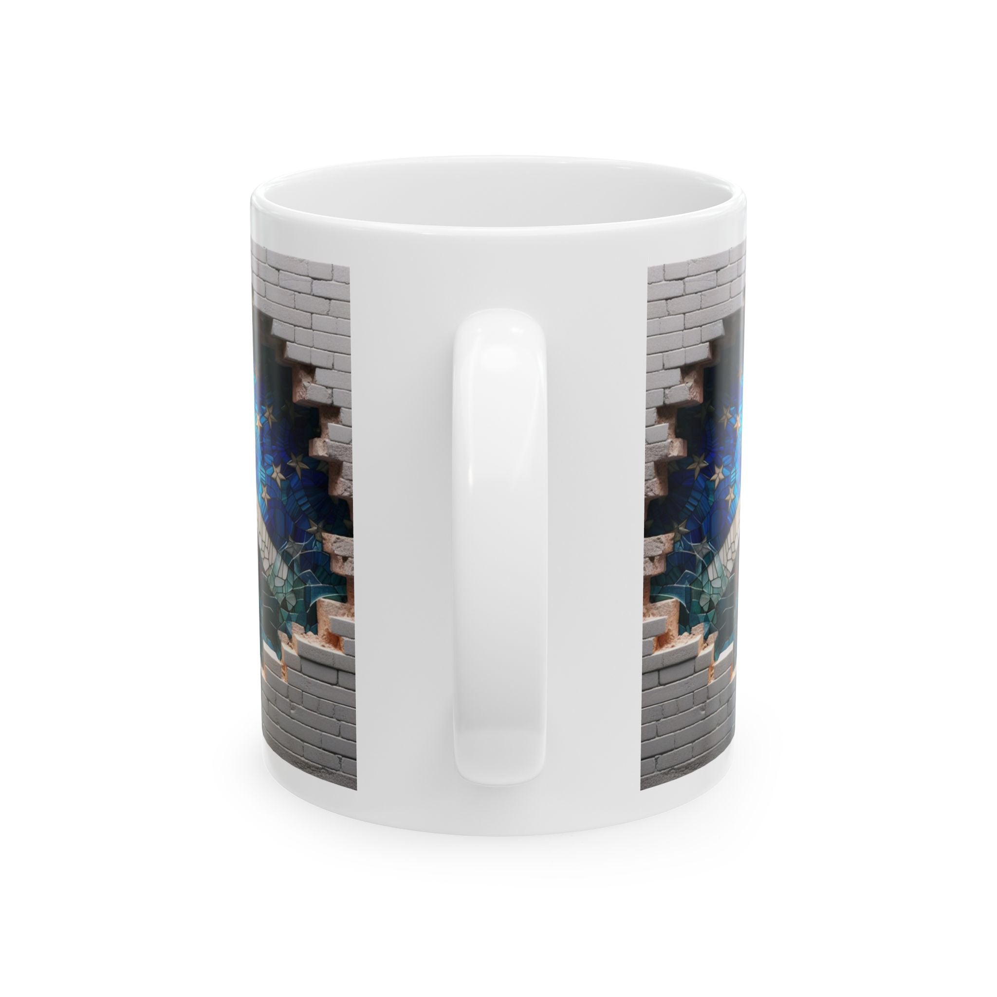 Patriotic Mosaic Brick Wall Ceramic Mug - Perfect for Sipping