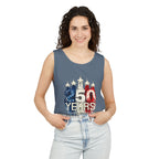 50 Years American Flag Castle Tank Top for Celebratory Wear