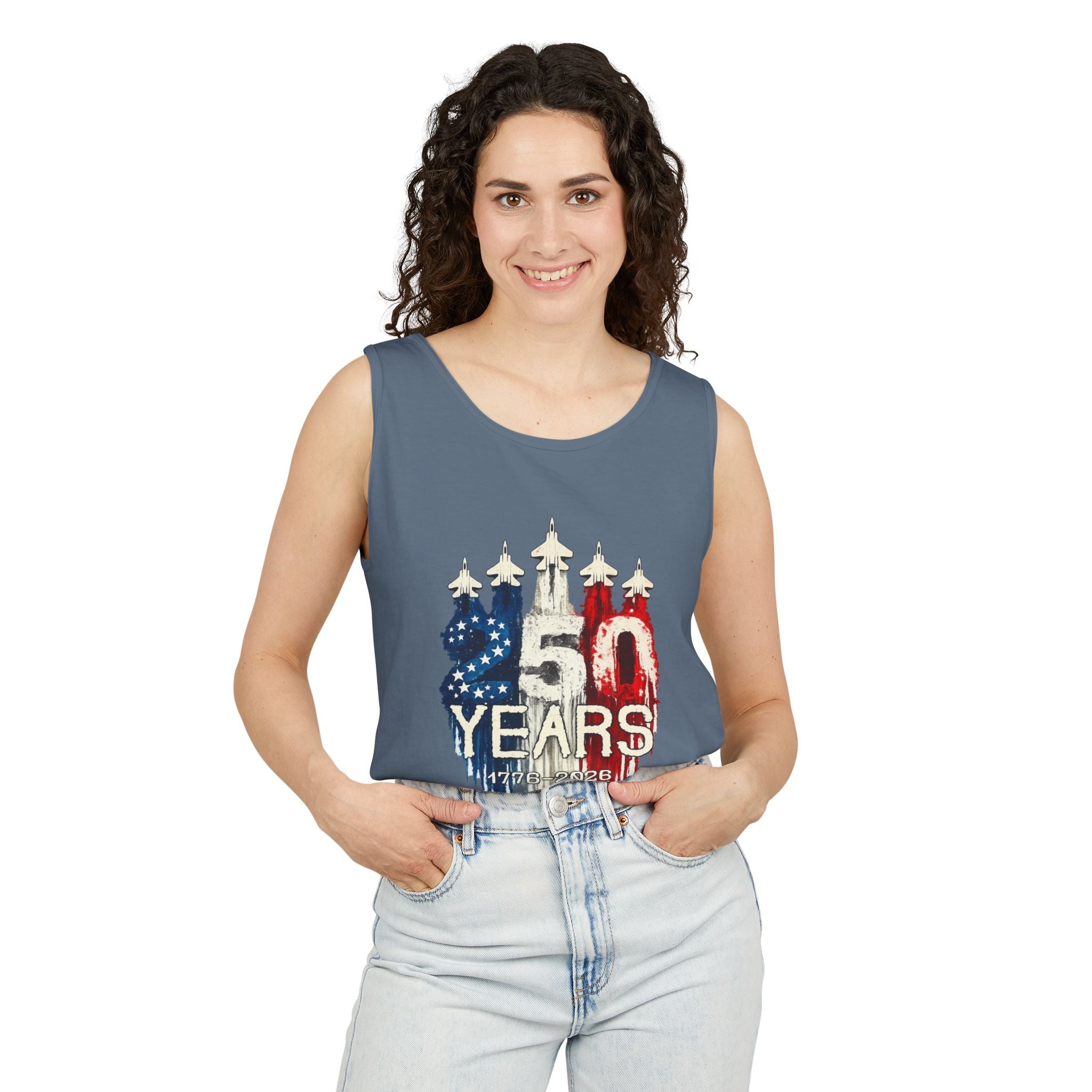 50 Years American Flag Castle Tank Top for Celebratory Wear