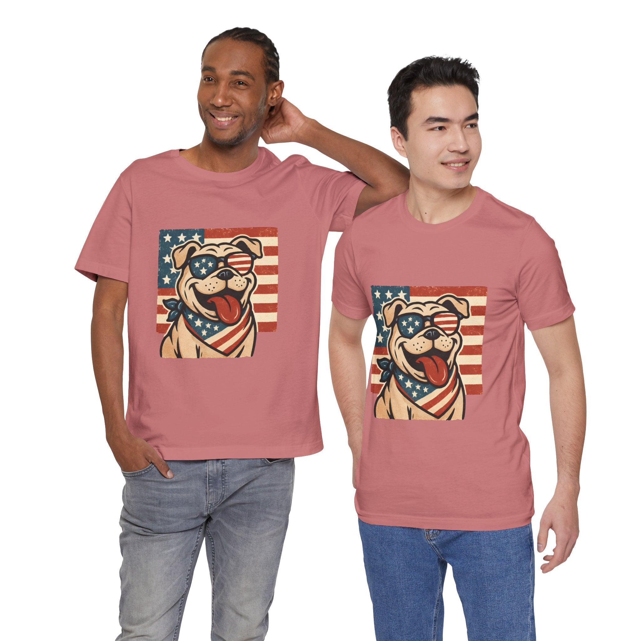 Dog's are Patriotic Too (American Flag, Funny 4th of July Shirt)