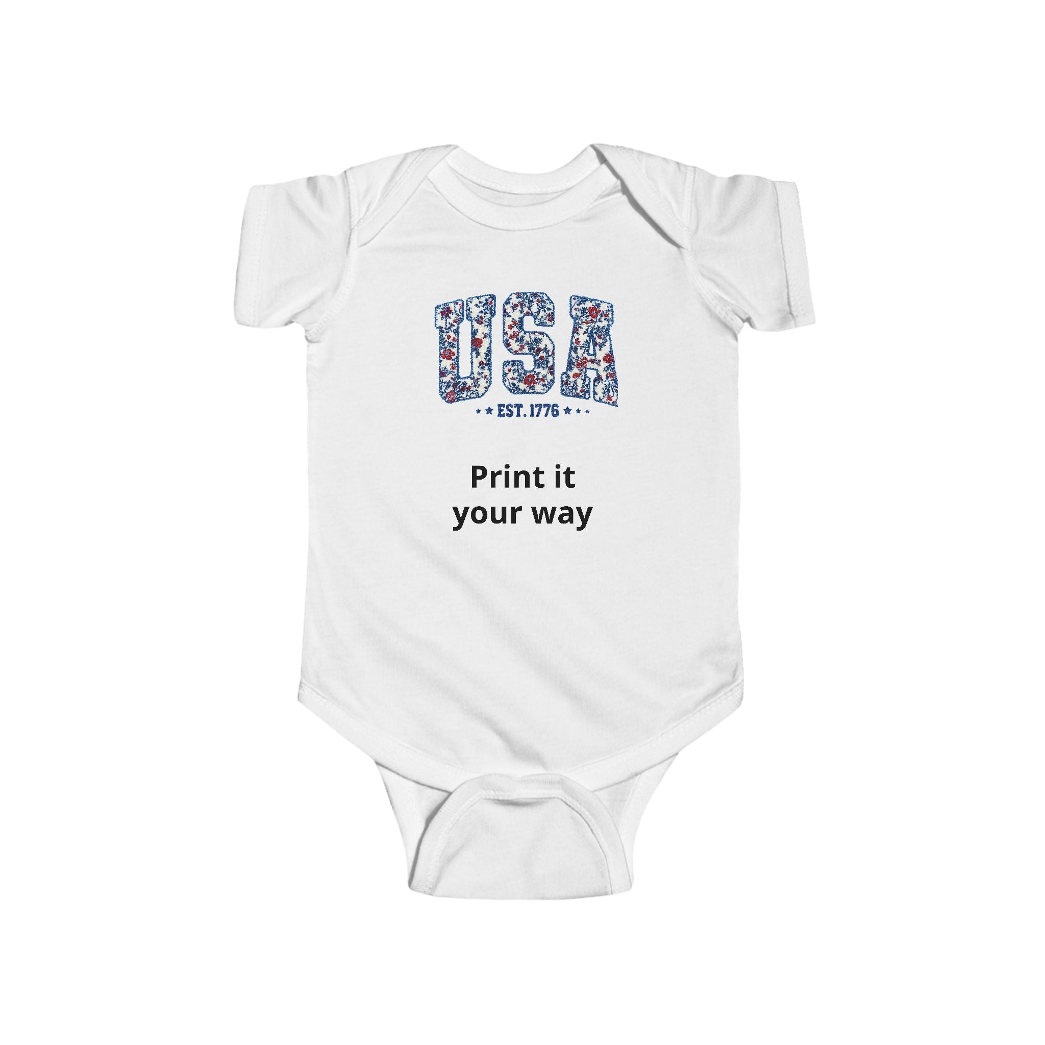 USA Floral Infant Bodysuit - Comfortable Baby Onesie