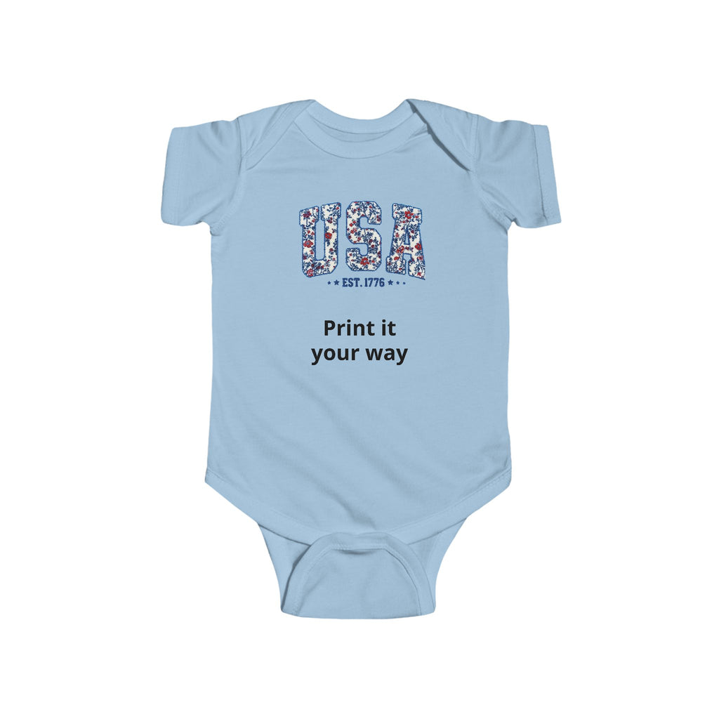 USA Floral Infant Bodysuit - Comfortable Baby Onesie