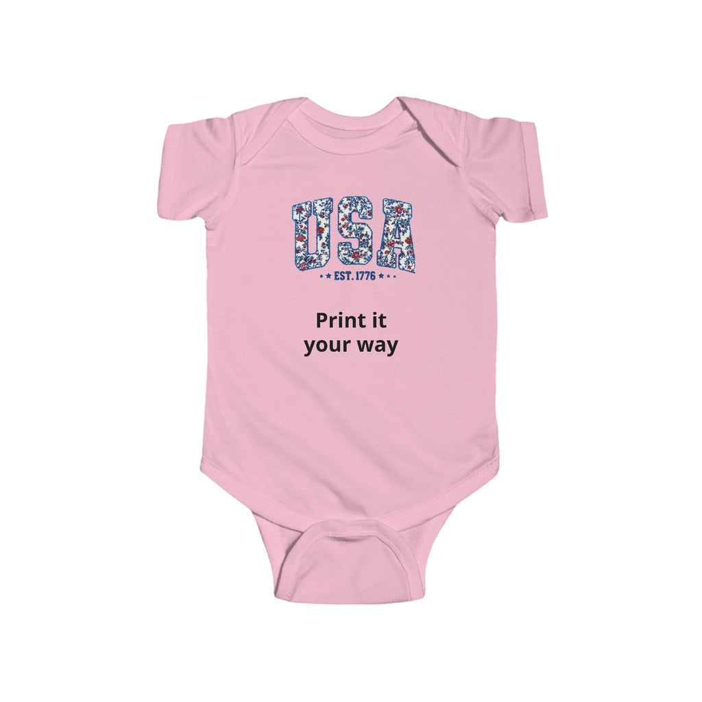 USA Floral Infant Bodysuit - Comfortable Baby Onesie