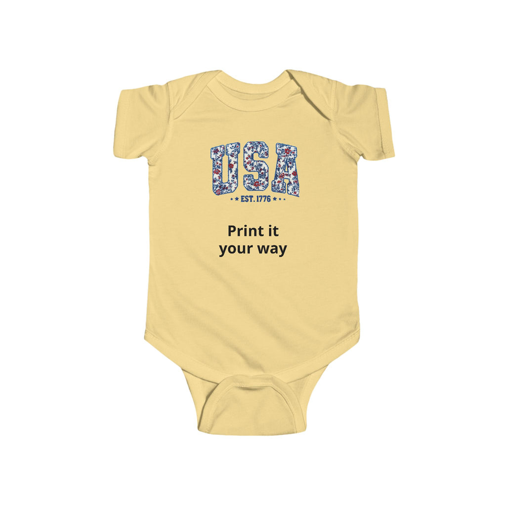 USA Floral Infant Bodysuit - Comfortable Baby Onesie
