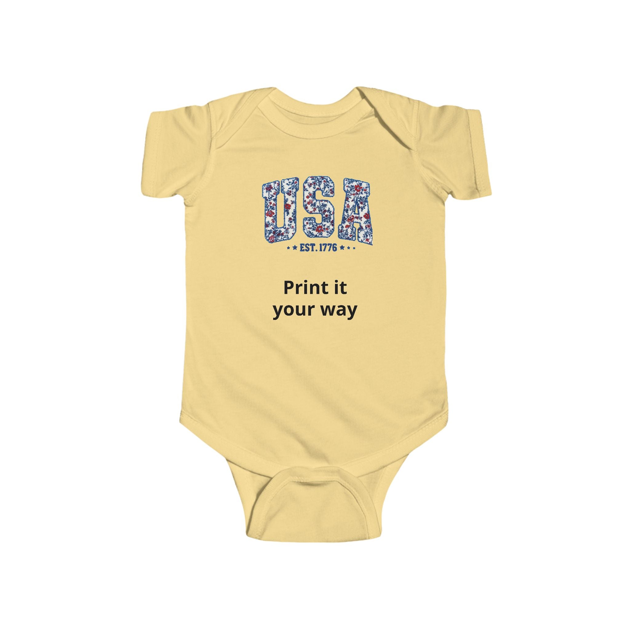 USA Floral Infant Bodysuit - Comfortable Baby Onesie
