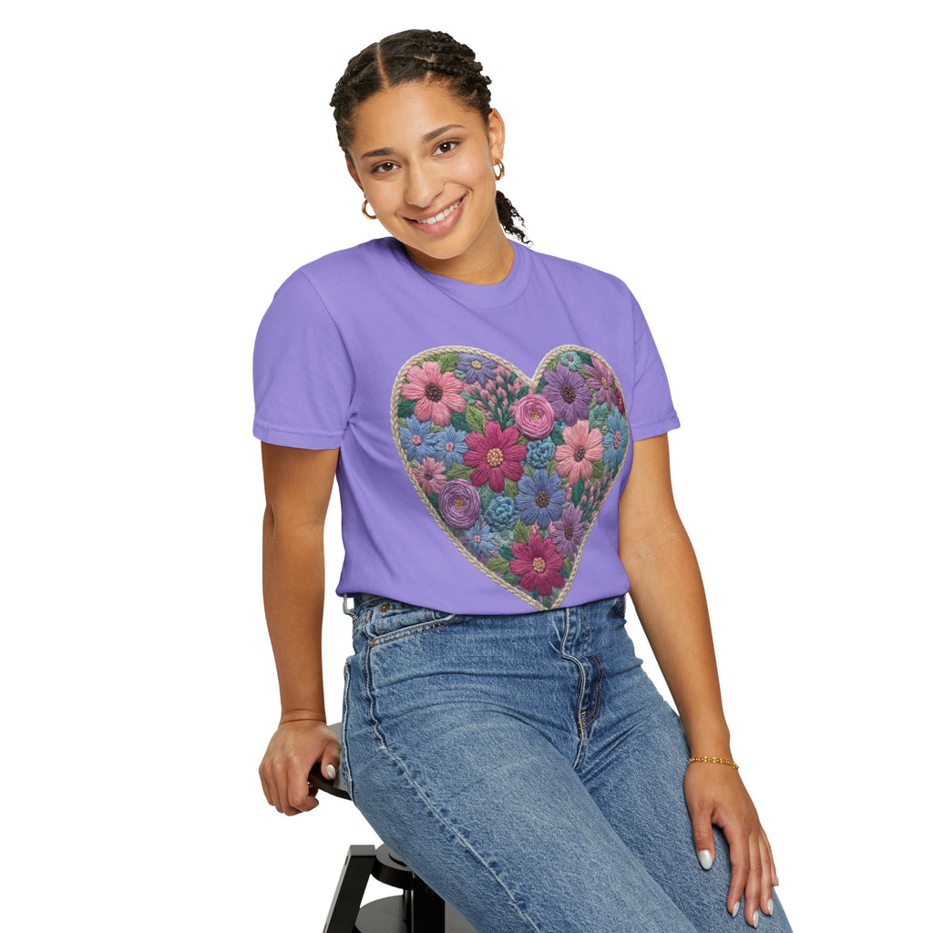 Floral Heart T-Shirt — Colorful Bouquet Heart Graphic (Print It Your Way)