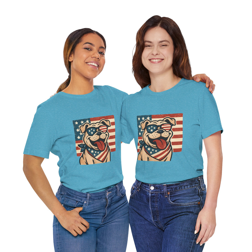 Dog's are Patriotic Too (American Flag, Funny 4th of July Shirt)