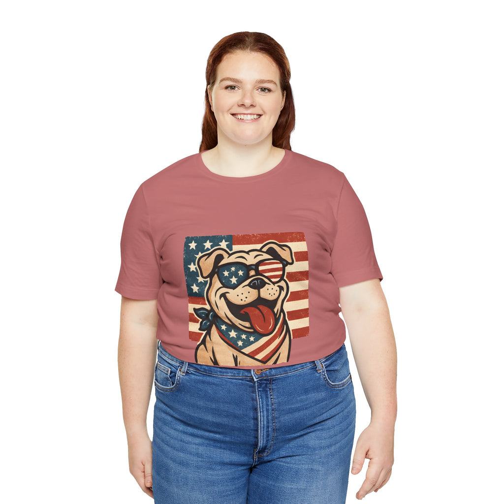 Dog's are Patriotic Too (American Flag, Funny 4th of July Shirt)