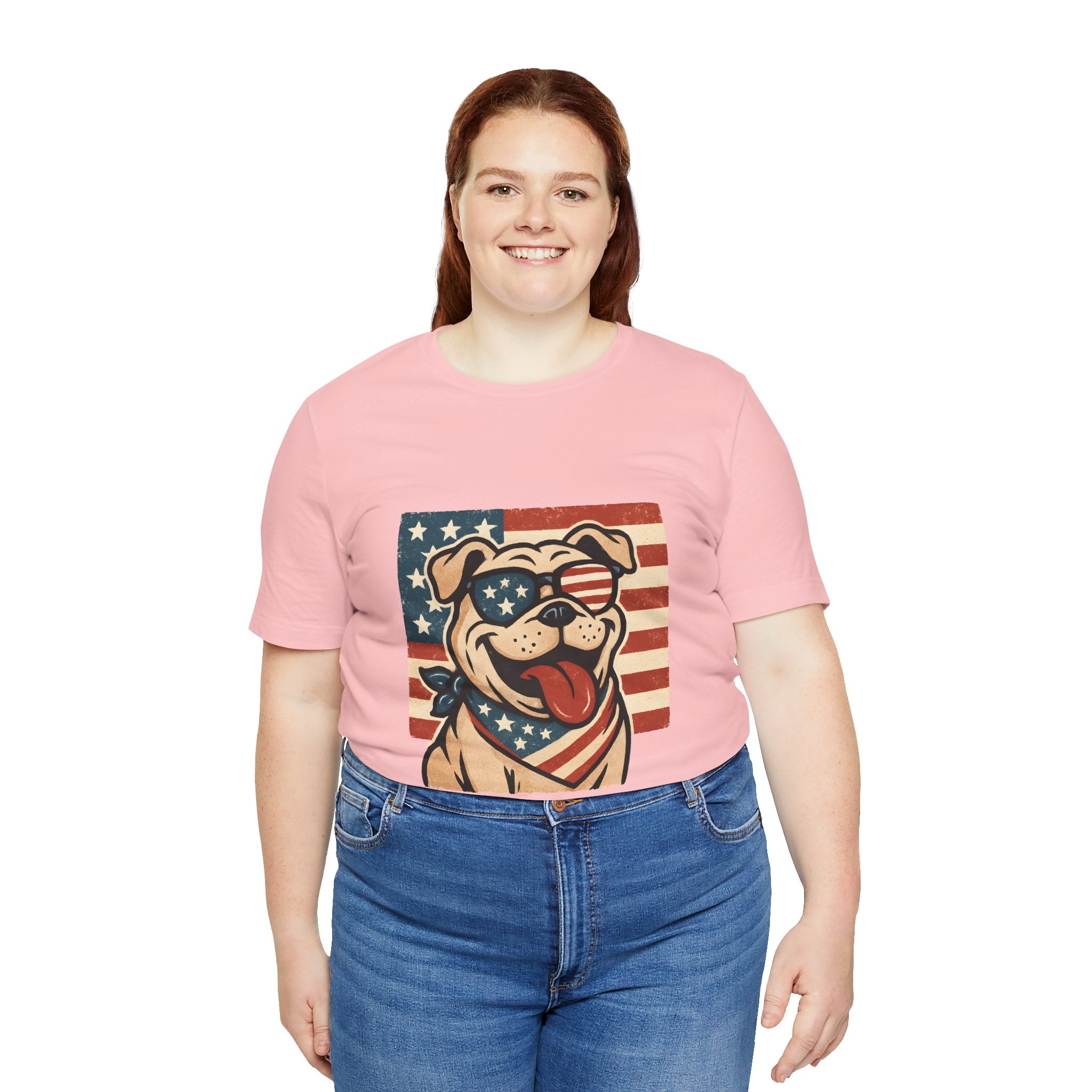 Dog's are Patriotic Too (American Flag, Funny 4th of July Shirt)