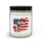 Patriotic Floral Candle Set — American Flag Jar Candle with Matches & Wick Trimmer