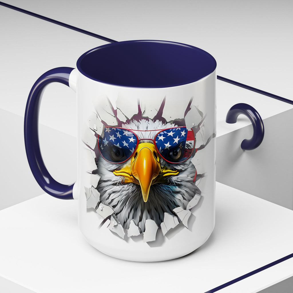 American Eagle Coffee Mug with USA Flag Accent Design