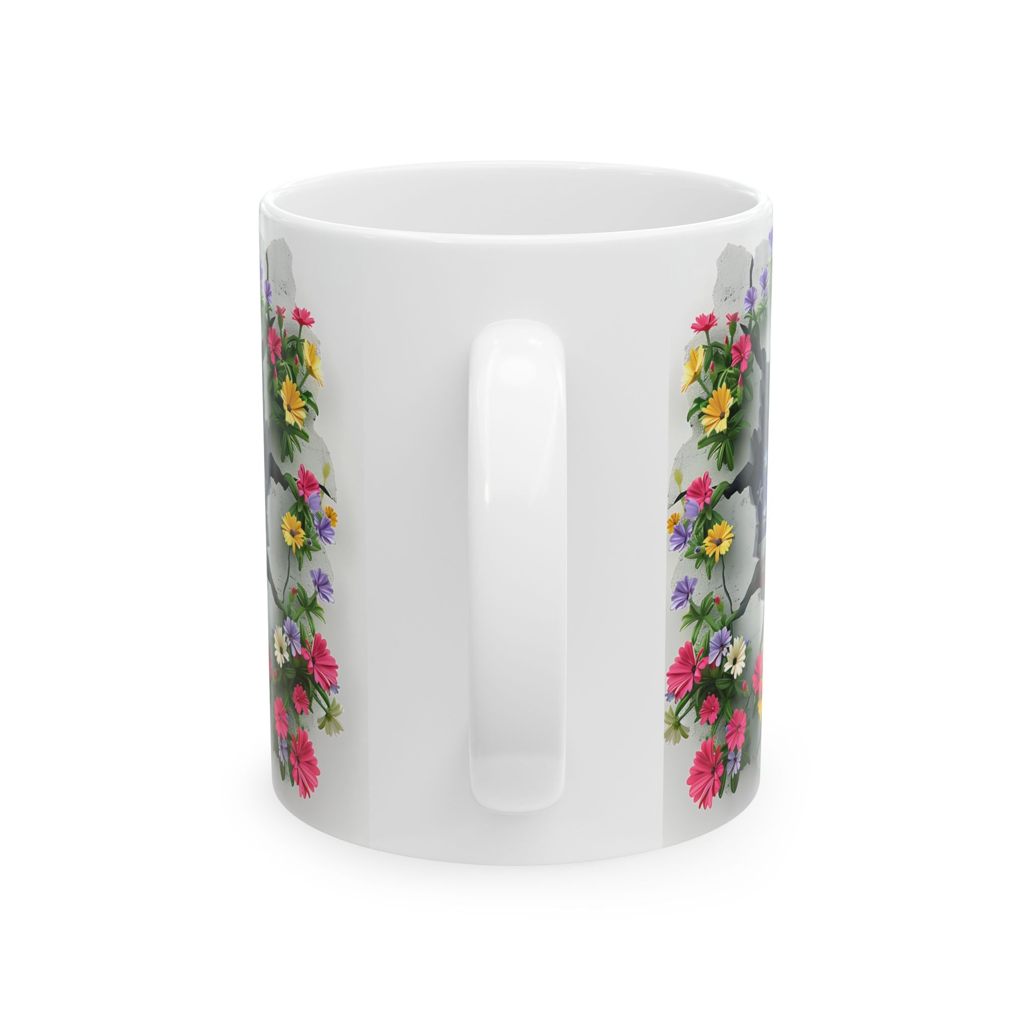 Patriotic Floral Eagle Ceramic Mug - Comfortable C-Handle
